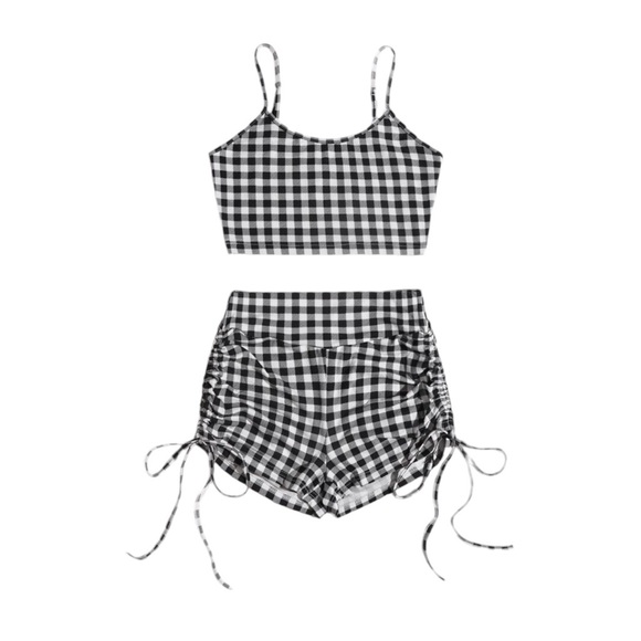 SHEIN Other - Black & White Gingham Cami and Drawstring Shorts Set · Size S